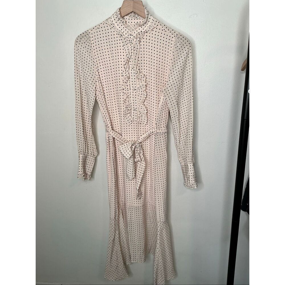 Equipment Silk Polka Dit Belted Dress | Cream in XS